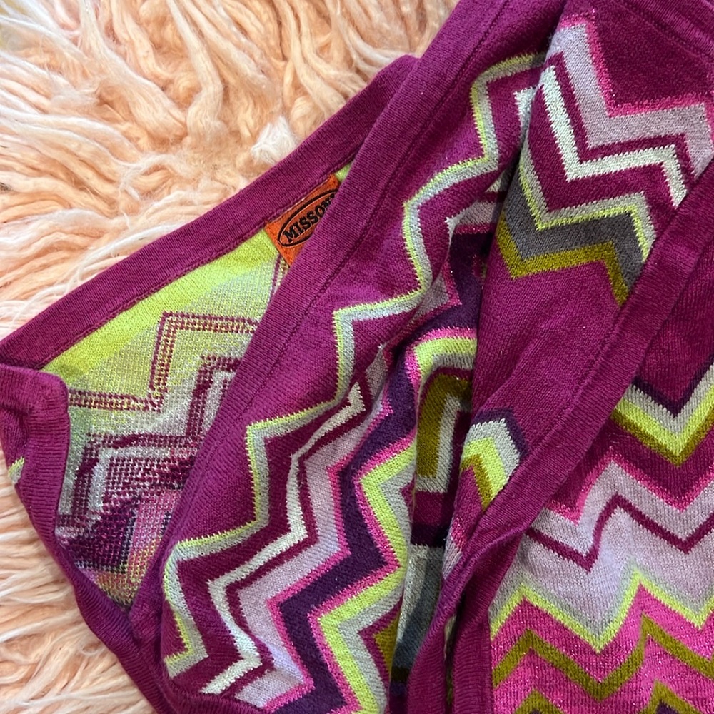 Missoni Target Purple Green Zigzag Baby Blanket Chevron Knit Sweater Security